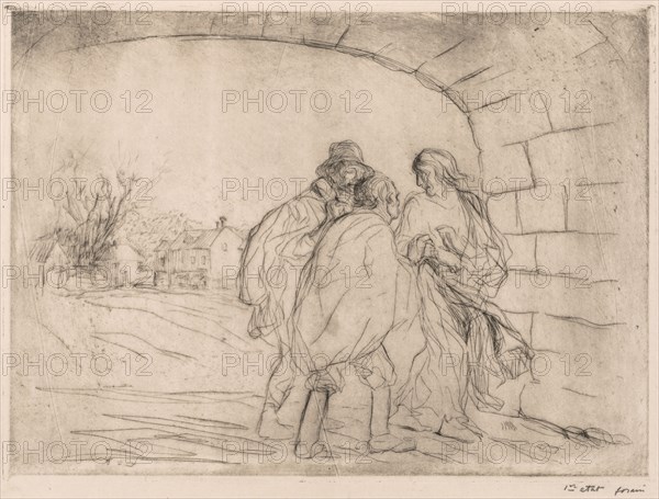 Encounter Under the Vault. Jean Louis Forain (French, 1852-1931). Etching