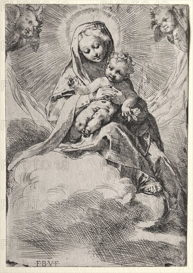 Madonna in the Clouds, c. 1581. Federico Barocci (Italian, 1528-1612). Etching and engraving; sheet: 15.5 x 10.7 cm (6 1/8 x 4 3/16 in.)