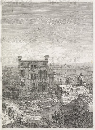 Views:  A House Surrounded by Six Columns, 1735-1746. Antonio Canaletto (Italian, 1697-1768). Etching