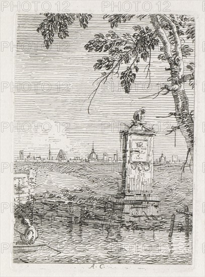 Views:  The Little Monument under a Tree, 1735-1746. Antonio Canaletto (Italian, 1697-1768). Etching
