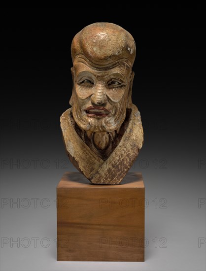 Head of a Patriarch, Ming dynasty (1368-1644) or earlier. China, Ming dynasty (1368-1644) or earlier. Wood covered with lacquer; overall: 32 x 20 cm (12 5/8 x 7 7/8 in.).