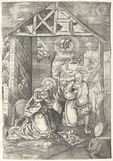 The nativity. Jacob Binck (German, 1500-1569). Engraving