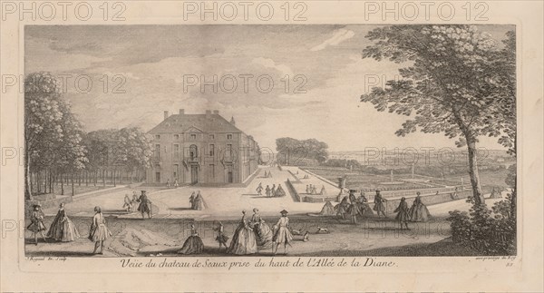 View of the Chateau de Seaux from Diana's Promenade. Jacques Rigaud (French, 1681-1754). Engraving