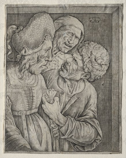 The Rich Old Woman. Agostino Musi (Italian, 1490-1540). Engraving