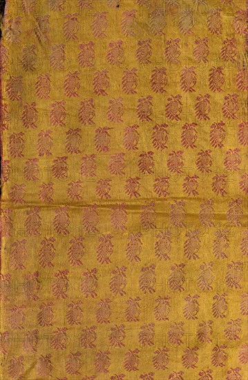 Brocade, 1800s. India, Surat, 19th century. Brocade; silk and cotton; overall: 28.8 x 17.2 cm (11 5/16 x 6 3/4 in.).