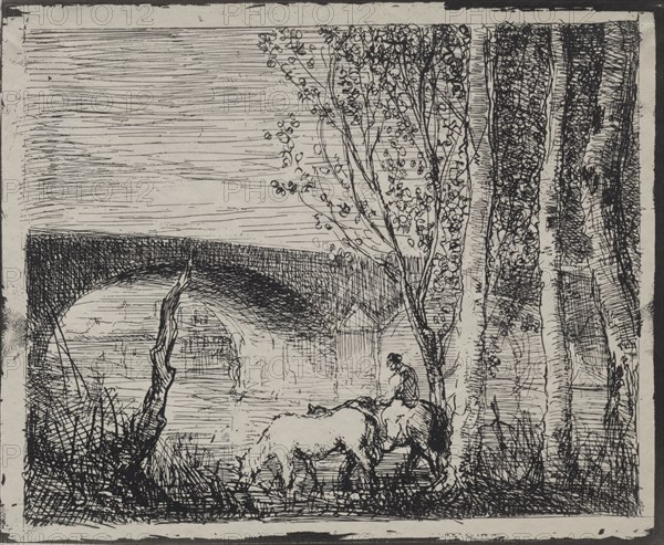 The Bridge, original impression 1862, printed in 1921. Charles François Daubigny (French, 1817-1878). Cliché-verre; sheet: 16.4 x 20.7 cm (6 7/16 x 8 1/8 in.).