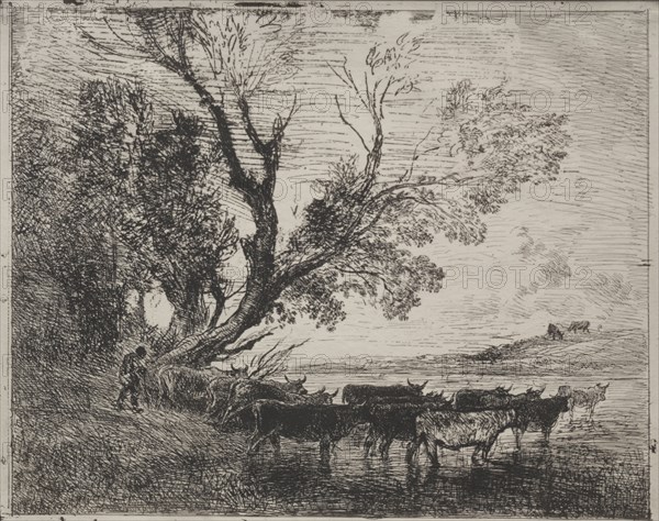 The Ford, original impression 1862, printed in 1921. Charles François Daubigny (French, 1817-1878). Cliché-verre; sheet: 29.5 x 36.5 cm (11 5/8 x 14 3/8 in.)