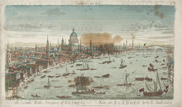 Southwest Prospect of London, 1760. England, 18th century. Engraving