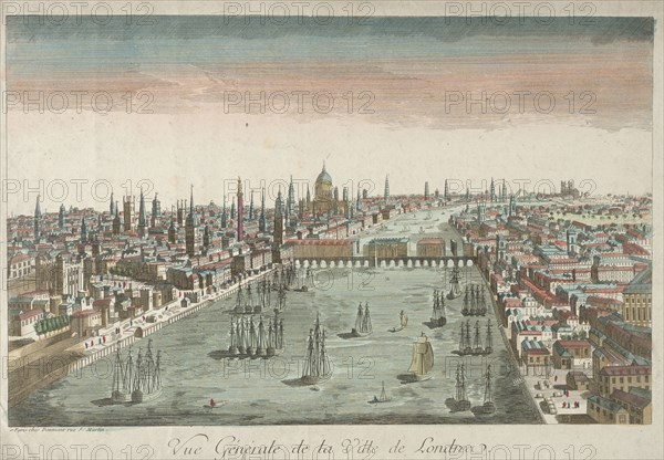 General View of London, 18th Century. England, 18th century. Engraving