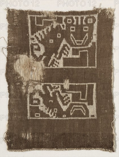 Fragment of a Double Cloth, c. 1100-1400. Peru, Central Coast, Chancay, 12th-15th century. Tabby weave, double cloth; cotton; average: 30.5 x 23.5 cm (12 x 9 1/4 in.)