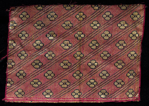 Fragment, 1800s. India, 19th century. Brocade, "kimkhwab"; silk and gold; overall: 15.9 x 10.8 cm (6 1/4 x 4 1/4 in.)