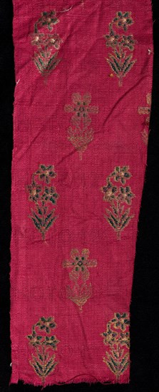 Fragment, 1800s. India, 19th century. Brocade; silk and metal; overall: 31.8 x 10.2 cm (12 1/2 x 4 in.)