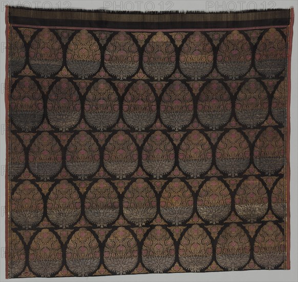 Fragment, 1800s. India, Benares, 19th century. Brocade, "kimkhwab"; silk with gold and silver; overall: 73.7 x 68.6 cm (29 x 27 in.)