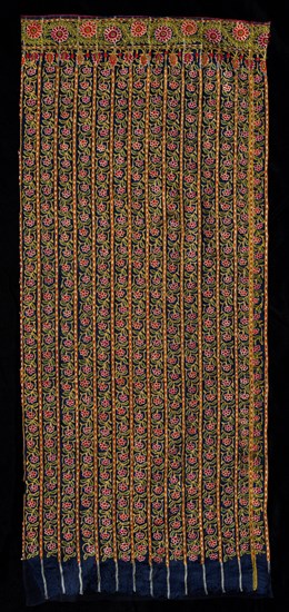 Part of a Skirt (Ghaghara), 1700s - 1800s. India, Cutch, 18th-19th century. Embroidery, silk thread on silk ground; overall: 83.8 x 35.9 cm (33 x 14 1/8 in.)