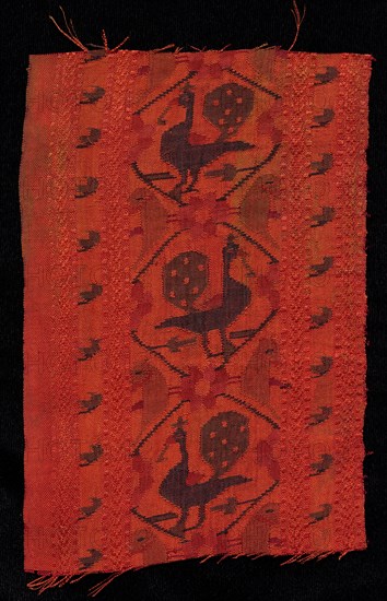 Border with Peacock Design, 1600s. India, Northern, 17th century (?). Woven silk; overall: 13.4 x 20.3 cm (5 1/4 x 8 in.).