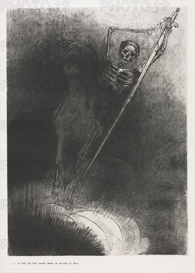The Apocalypse of Saint John:  And he who rose up called himself death, 1899. Odilon Redon (French, 1840-1916). Lithograph
