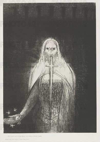 The Apocalypse of Saint John:  And he had in his right Hand seven stars; and out of his Mouth proceeded a sharp two-edged sword, 1899. Odilon Redon (French, 1840-1916). Lithograph