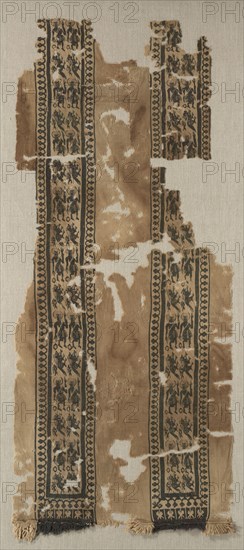 Fragment of a Tunic, 400s - 600s. Egypt, Byzantine period, 5th - 7th century. Tabby ground, inwoven tapestry ornament; wool; overall: 39.7 x 93 cm (15 5/8 x 36 5/8 in.)