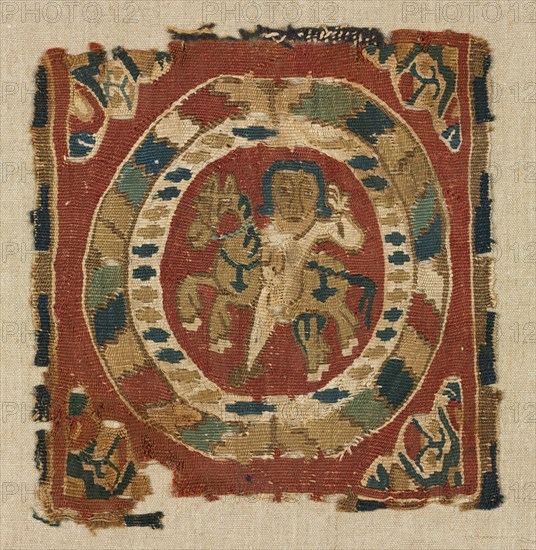 Segmentum from a Tunic, 800 - 850. Egypt, late Abbasid period, first half of the 9th century. Tapestry weave; wool and linen; overall: 18.3 x 19.1 cm (7 3/16 x 7 1/2 in.)