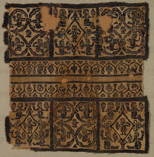 Fragment, Sleeve Ornament from a Tunic, 500s - early 600s. Egypt, Byzantine period, 6th-early 7th century. Tapestry (probably originally inwoven in tabby ground); wool; overall: 21.3 x 20.4 cm (8 3/8 x 8 1/16 in.)