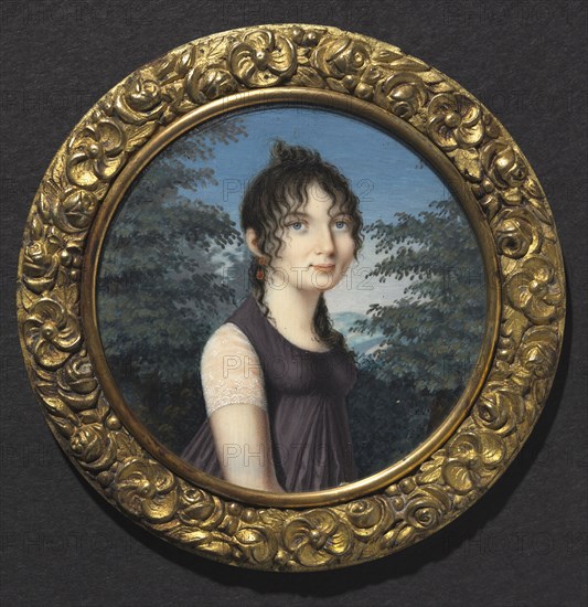 Portrait of a Woman, c. 1805. Italy, Northern Italian School, 19th century. Watercolor on ivory in a gilt metal frame; diameter: 6.2 cm (2 7/16 in.); diameter of frame: 8.5 cm (3 3/8 in.)