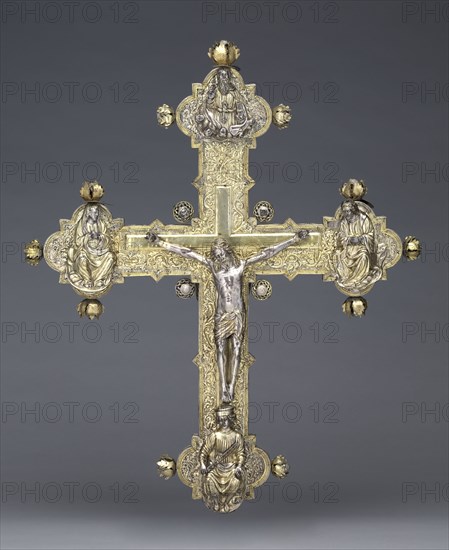 Processional Cross, c. 1440-1450. Pietro Vannini (Italian, 1413/14-1495/96). Silver, gilt-silver, and repoussé, over wood; overall: 72.7 x 61 x 12.7 cm (28 5/8 x 24 x 5 in.).