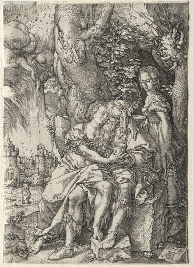 The Story of Lot:  Lot with His Daughters, 1555. Heinrich Aldegrever (German, 1502-1555/61). Engraving