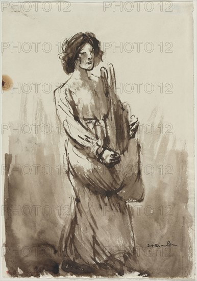 The Bread Carrier, fourth quarter 19th century or first quarter 20th century. Théophile Alexandre Steinlen (Swiss, 1859-1923). Brush and brown ink and wash; sheet: 36.3 x 25.5 cm (14 5/16 x 10 1/16 in.).