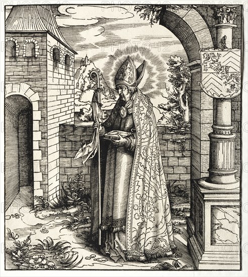 Saints Connected with the House of Hapsburg:  A General Account of the Ancestry of Emperor Maximilian I. Leonhard Beck (German, c. 1480-1542). Woodcut