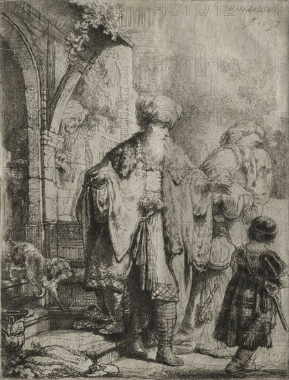 Abraham Casting out Hagar and Ishmael, 1637. Rembrandt van Rijn (Dutch, 1606-1669). Etching and drypoint; sheet: 12.7 x 9.7 cm (5 x 3 13/16 in.); platemark: 12.5 x 9.6 cm (4 15/16 x 3 3/4 in.).