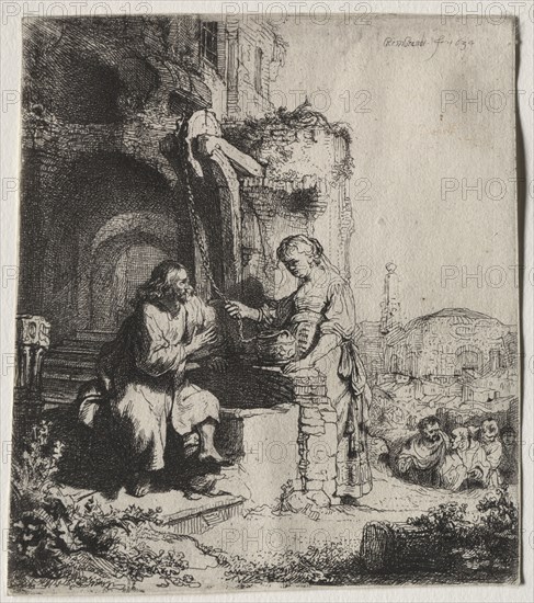 Christ and the Woman of Samaria  Among Ruins, 1634. Rembrandt van Rijn (Dutch, 1606-1669). Etching; sheet: 12.2 x 10.8 cm (4 13/16 x 4 1/4 in.)
