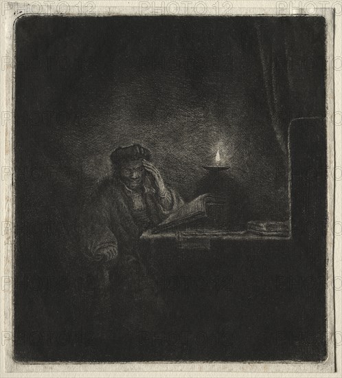 Copy of Student at a Table by Candelight, 1654. Copy after Rembrandt van Rijn (Dutch, 1606-1669). Etching; sheet: 15.3 x 13.8 cm (6 x 5 7/16 in.); platemark: 14.6 x 13.2 cm (5 3/4 x 5 3/16 in.).
