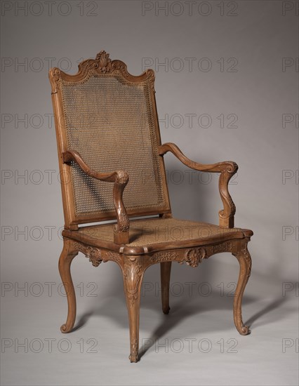 Chair, 1715-1730. France, Regence Style, 18th Century. Walnut; overall: 113.7 x 61.3 x 51.1 cm (44 3/4 x 24 1/8 x 20 1/8 in.).