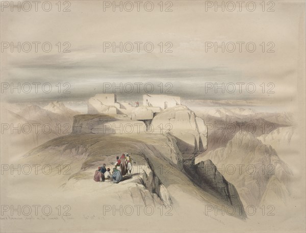 Christian and Mahomedan Chapels on the Summit of Sinai, 1839. David Roberts (British, 1796-1864). Color lithograph