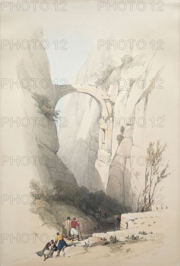 Triumphal Arch Crossing the Ravine Leading to Petra, 1839. David Roberts (British, 1796-1864). Color lithograph