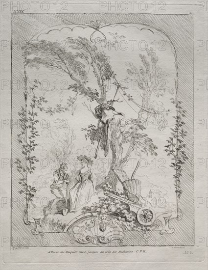 The Proposal. François Boucher (French, 1703-1770), after Jean Antoine Watteau (French, 1684-1721). Etching
