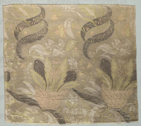 Large Floral Motif, 1830-1899. France, 19th century. Plain compound satin; overall: 47.6 x 53.3 cm (18 3/4 x 21 in.)