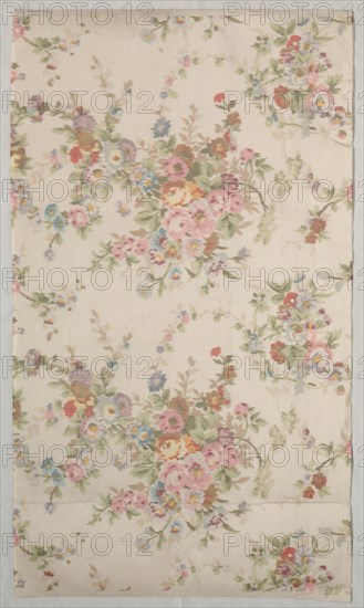 Printed Silk with Flower Design, late 1800s. France, late 19th century. Roller printed silk; overall: 34.1 x 59.2 cm (13 7/16 x 23 5/16 in.)