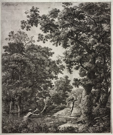 Alpheus and Arethusa; Apollo and Daphne; Mercury and Argus; Pan and Syrinx; Venus and Adonis; The Death of Adonis. Anthonie Waterloo (Dutch, 1609/10-1690). Etching