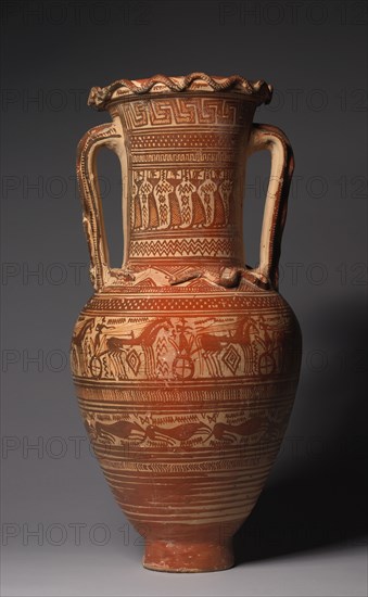 Dipylon Amphora, 8th Century BC. Attributed to Workshop of Athens 894 (Greek). Painted terracotta; overall: 60 cm (23 5/8 in.).