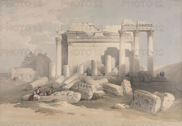 Ruins of the Eastern Portico of the Temple of Baalbec, 1839. David Roberts (British, 1796-1864). Color lithograph