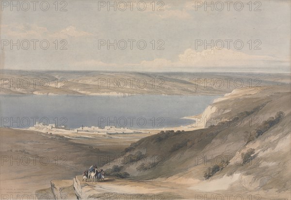 Sea of Galilee at Genezareth looking Towards Bashan, 1839. David Roberts (British, 1796-1864). Color lithograph