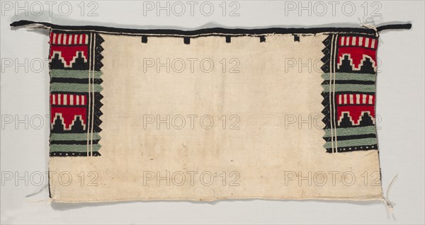 Ceremonial Dance Kilt, c. 1900-1925. America, Native North American, Southwest, Pueblo (Hopi or Rio Grande), Post-Contact, Early Period. Warp face plain weave handspun cotton with embroidery: wool (handspun); overall: 56 x 123 cm (22 1/16 x 48 7/16 in.).