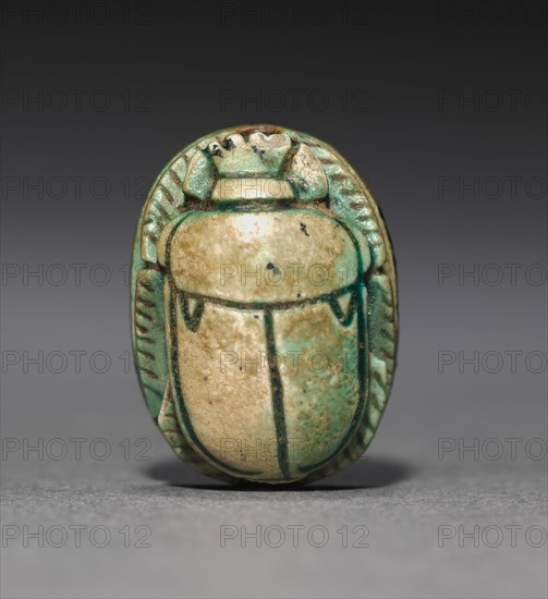 Seti I Scarab, 1295-1186 BC. Egypt, New Kingdom, Dynasty 19 or later. Green glazed steatite; overall: 1.5 cm (9/16 in.).