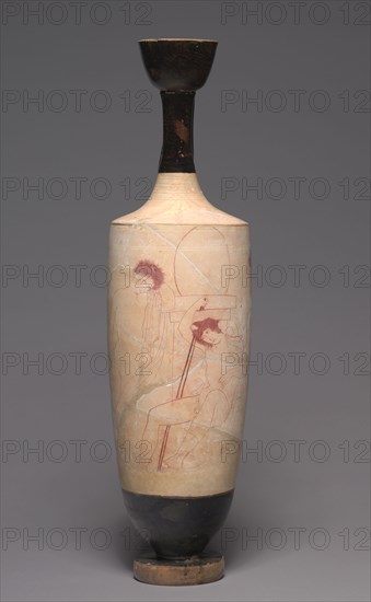 White-Ground Lekythos (Funerary Oil Pitcher), c. 420 BC. Attributed to Group R (Greek). Painted terracotta; overall: 49.5 cm (19 1/2 in.).