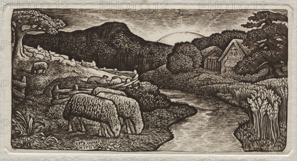 The Sheep of His Pasture, 1828. Edward Calvert (British, 1799-1883). Wood engraving