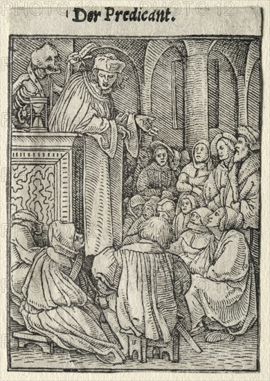 Dance of Death:  The Preacher. Hans Holbein (German, 1497/98-1543). Woodcut