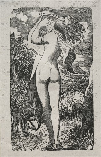 Bacchante or The Player on The Lyre, 1829. Edward Calvert (British, 1799-1883). Wood engraving