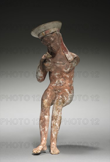 Negroid Hermaphrodite, 300s BC. Greece, 4th Century BC. Painted terracotta; overall: 19.1 cm (7 1/2 in.).