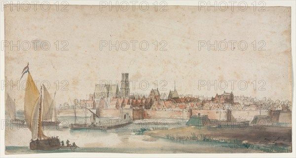 View of St. Geertruidenberg, 1600s. Netherlands, 17th century. Graphite, watercolor and gouache; sheet: 16.8 x 31.9 cm (6 5/8 x 12 9/16 in.).